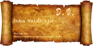 Duba Valéria névjegykártya